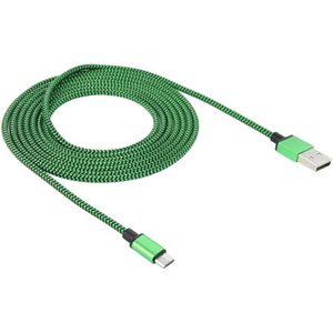 2m Geweven stijl Micro USB to USB 2.0 Data / Lader Kabel  Voor Samsung Galaxy S6 / S5 / S IV / Note 5 / Note 5 Edge  HTC  Sony  Lengte: 2m(groen)