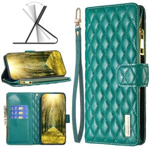 Diamond Lattice Zipper Wallet Leather Flip Phone Case voor iPhone 7 Plus / 8 Plus
