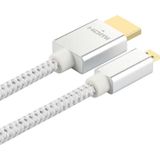Ult-Unite Verguld Hoofd HDMI Mannelijk naar Micro HDMI Mannelijke Nylon Gevlochten Kabel  Kabellengte: 2m (Silver)