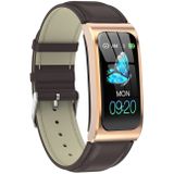AK12 1 14 inch IPS kleurenscherm Smart Watch IP68 waterdicht  lederen horlogeband  ondersteuning Call herinnering/hartslag bewaking/bloeddruk monitoring/slaapbewaking/voorspellen menstruele cyclus intelligent (goud)