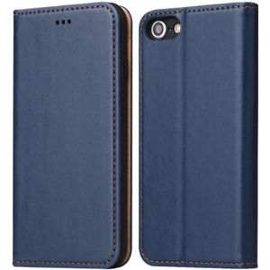 Fierre Shann PU Genuine Leather Texture Horizontale Flip Lederen case met houder & kaartslots & portemonnee voor iPhone 8 / 7 / SE 2020(Blauw)