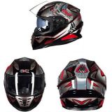 GXT Motorcycle Dinosaur Patroon Zwart Full Coverage Beschermende Helm Double Lens Motor Helm  Grootte: M