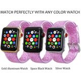 Voor Apple Watch Series 5 & 4 44mm / 3 & 2 & 1 42mm Glitter Siliconen Band(Roze)