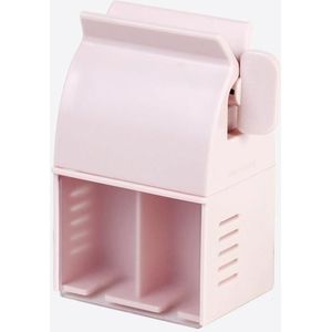 2 PCS tandpasta squeezer multifunctionele tandenborstel rack aan de muur gemonteerd badkamer perforatie-vrije opslag rack (roze)