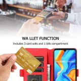 Voor Huawei P30 Lite Retro Magnetic Closing Clasp Horizontale Flip Lederen Case met Holder & Card Slots & Photo Frame & Wallet(Red)