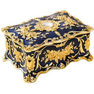 Emaille Zinklegering Sieraden Opslag Treasure Box Epoxy Woondecoratie (Royal Blue)