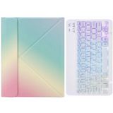 H-097S3 Tri-Color Backlight Bluetooth Toetsenbord Leren Case met Drie-voudige houder voor iPad 9.7 2018 & 2017 (Rainbow)