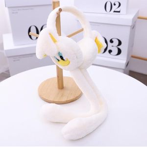 Cartoon Little Duck Oren Moving Winter Warm Earmuffs Press Airbag Earmuffs Cute Ear Warmer for Children  Size: One Size(Milky White)