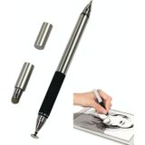 AT-12 3 in 1 Touch Screen Capacitieve Pen met Common Writing Pen & Mobile Phone Writing Pen Functie is geschikt voor Apple / Huawei / Samsung(Silver)