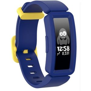 Voor Fitbit Inspire HR / Ace 2 Siliconen Smart Watch Vervanging strap Polsbandje (Blauw + Gele Gesp)