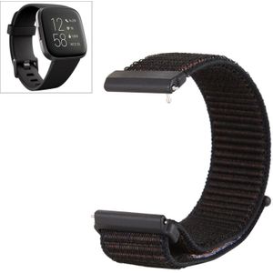 Voor Fitbit Versa / Versa 2 Nylon Watchband met Haak en Loop Fastener (Zwart Bruin)