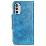 For Motorola Moto G52 Crazy Horse Texture Magnetic Flip Leather Phone Case with 6-Card Slots(Blue)
