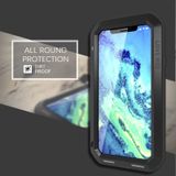 LIEFDE MEI metaal dropproof + schokbestendig + stofdichte beschermende case voor iPhone X/XS (zwart)