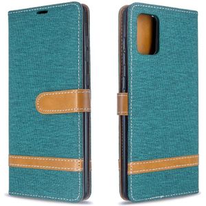Voor Galaxy A71 Color Matching Denim Texture Horizontal Flip PU Leather Case met Holder & Card Slots & Wallet & Lanyard(Green)