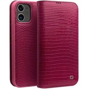 QIALINO Crocodile Texture Horizontale Flip Lederen case met kaartslots & portemonnee voor iPhone 12 mini(Rose Red)