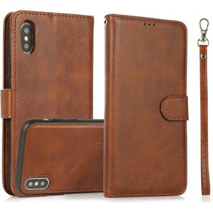 Calf Texture 2 in 1 Detachable Magnetic Back Cover Horizontal Flip Leather Case with Holder & Card Slots & Wallet & Photo Frame For iPhone XS / X(Brown)