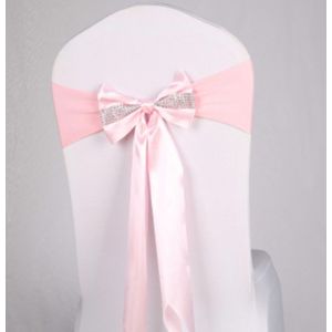 Voor wedding events Party Ceremony Banquet Kerst decoratie stoel Sash Bow Elastic Chair Ribbon Back Tie Bands Stoel Sashes (Roze)