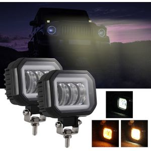 2 PCS Car 4 inch Square Spotlight Werk licht met Angel Eyes (Geel Licht)