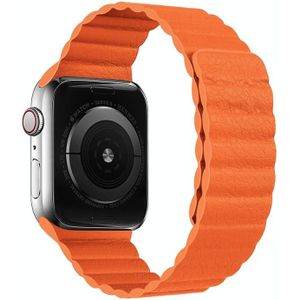 Two Loop Magnetic Replacement Strap Watchband voor Apple Watch Series 6 & SE & 5 & 4 40mm / 3 & 2 & 1 38mm(oranje)