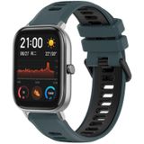 Voor Amazfit GTS 20 mm sport tweekleurige siliconen horlogeband (olijfgroen + zwart)