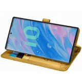 Voor Galaxy Note 10 Pro Cute Cat en Dog Embossed Horizontale Flip Lederen Case met bracket / card slot / Wallet / Lanyard(Gold)