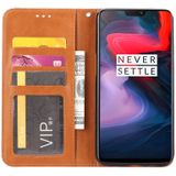 Knead huidtextuur horizontale Flip lederen case voor OnePlus 6  met foto frame & houder & kaartsleuven & portemonnee (zwart)