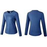 Herfst en winter plus fluwelen sneldrogend stretch yoga met lange mouwen shirt voor dames (kleur: zee blauw maat: m)