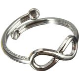 Acht ontwerp eenvoudige gelukkige metalen teen ring Beach sieraden voor vrouwen (zilver)