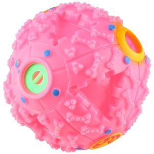Pet Food Dispenser piepende Giggle Quack geluid opleiding speelgoed kauwen bal  grootte: L  bal Diameter: 11.5cm(Pink)