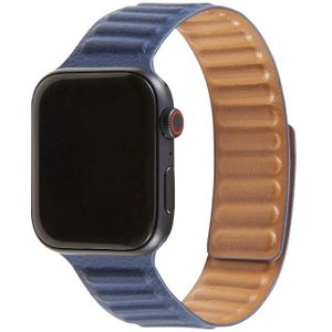 Loop Lederen Watchband Voor Apple Watch Series 6 > SE > 5 > 4 44mm / 3 > 2 > 1 42mm (Donkerblauw)