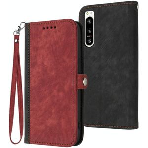 Voor Sony Xperia 5 IV Side Buckle Double Fold Hand Strap Leather Phone Case (Rood)
