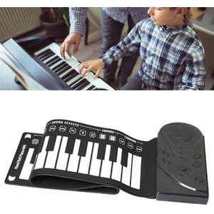 49-toets draagbare handgewalste piano met hoorn kinderen beginners om elektronische piano te oefenen (elegant zwart)