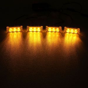 4 x 3 LED Car voorgrille politie waarschuwing lichten geel knipperen waterdichte noodhoeslen stroboscoop Lamp  DC 12V  Pack voor 4