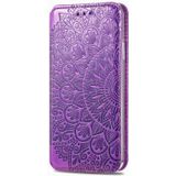 Voor Samsung Galaxy A71 5G Blooming Mandala Embossed Pattern Magnetic Horizontal Flip Leather Case met Holder & Card Slots & Wallet(Paars)