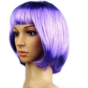 Partij Cosplay Headwear rechte korte PET pruiken voor Female(lavender)