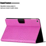 Voor Amazon Kindle Fire HD 10 2019/2017/2015 Solid Color Crocodile Texture Leather Smart Tablet Case(Rose Red)