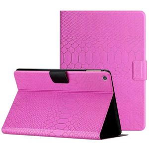 Voor Amazon Kindle Fire HD 10 2019/2017/2015 Solid Color Crocodile Texture Leather Smart Tablet Case(Rose Red)