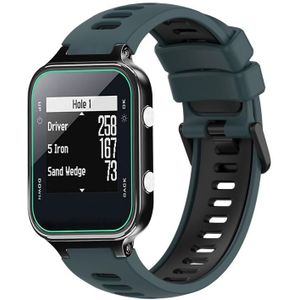 Voor Garmin Approach S20 tweekleurige siliconen horlogeband (olijfgroen + zwart)