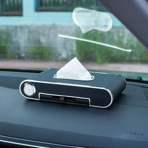 Auto Dashboard Diamond Papieren Handdoeken Doos met Tijdelijke Parkeren Telefoonnummer Kaart & Telefoon Houder & Klok