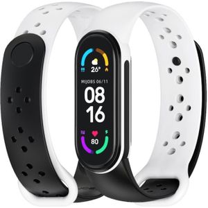 Voor Xiaomi Mi Band 5/6/7 Mijobs Two-Color TPU Silicone Watch Band (Black+White)