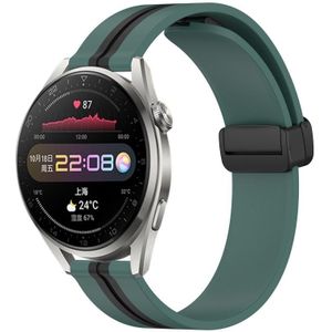 Voor Huawei Watch 3 Pro 22 mm opvouwbare magnetische sluiting siliconen horlogeband (olijfgroen + zwart)