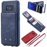 Voor Galaxy S8+ Vertical Flip Shockproof Leather Protective Case met Long Rope  Support Card Slots & Bracket & Photo Holder & Wallet Function(Blue)