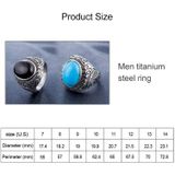 Europa en Amerika stijl Retro Gemstone Turquoise mannen Titanium staal Ring  grootte: 9  Diameter: 19mm  omtrek: 59.8mm(Blue)