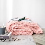 Handgemaakte dikke wol gebreide deken bank Chenille Stok gebreide deken  grootte: 130 x 160 CM (Roze)