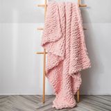 Handgemaakte dikke wol gebreide deken bank Chenille Stok gebreide deken  grootte: 130 x 160 CM (Roze)