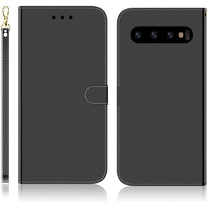 Voor Galaxy S10 Imitated Mirror Surface Horizontal Flip Leather Case met Holder & Card Slots & Wallet & Lanyard(Black)