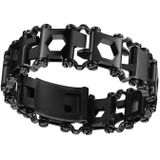 Multifunctionele roestvrij stalen outdoor overleven tool armband voor mannen (Narrow Black)