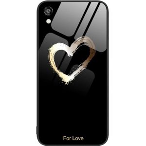For Honor Play 3e kleurrijke telefoonhoes van gelakt glas (Black Love)