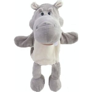 Peuter Cartoon Animal Pluche Hand Puppet Speelgoed Ouder-Kind Storytelling Rekwisieten  Hoogte: 30cm (Grijs Nijlpaard)