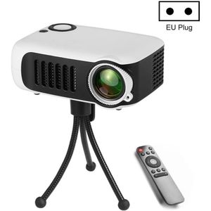 A2000 Portable Projector 800 Lumen LCD Home Theater Video Projector  Support 1080P  EU Plug (White)